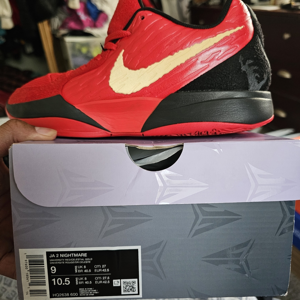 JA 2 Nightmare Nike Red and Black Sneakers